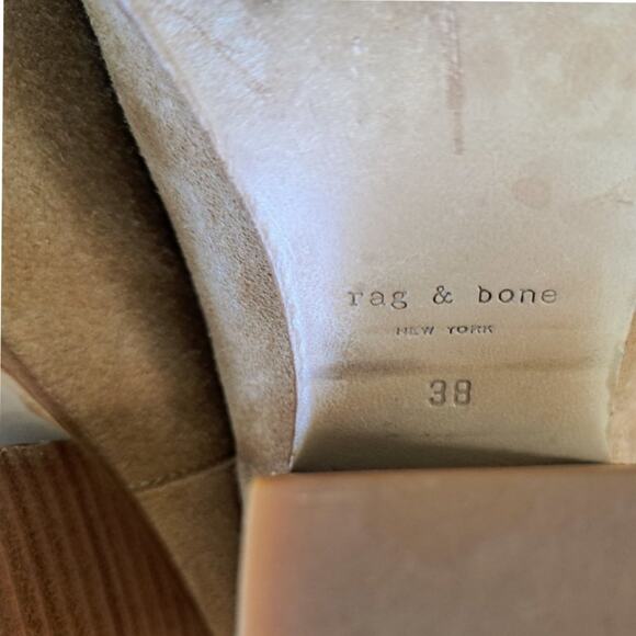 Rag & Bone Camel Tan Suede Harrow Bootie Size 8 Heeled Leather Ankle Boot - Picture 11 of 14